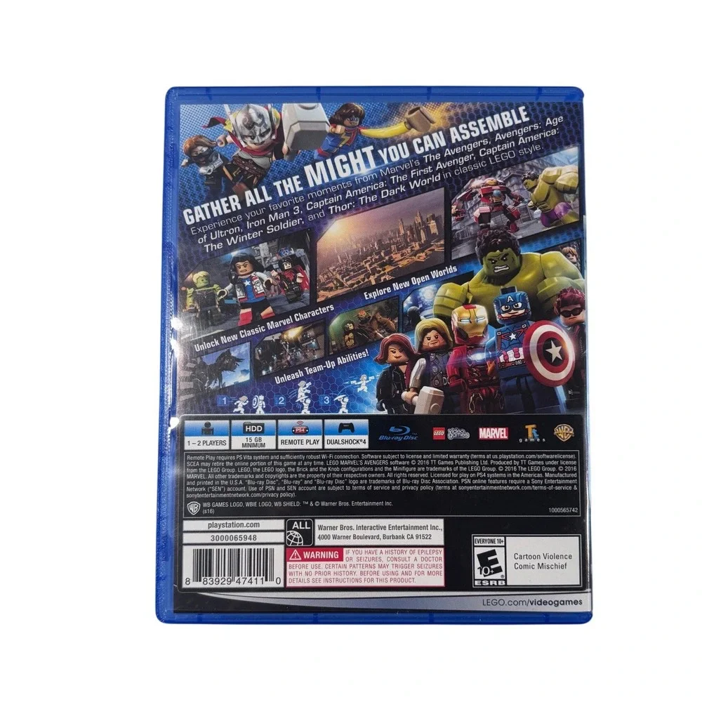 LEGO Marvel Avengers PS4 PlayStation 4 Video Game Marvel Avengers 2016 Disc Case